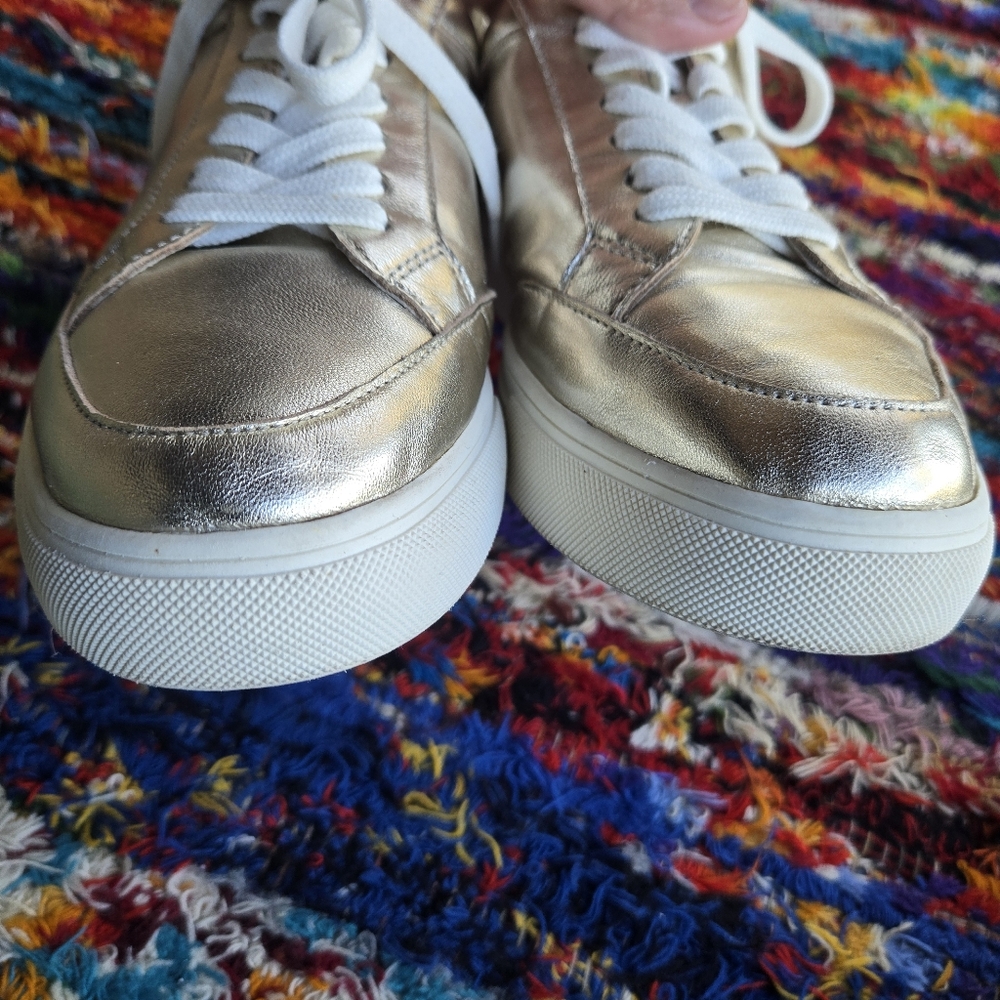 Birdies The Cardinal Metallic Shiny Gold Lace-up Sneaker Size 9 - Picture 6 of 16